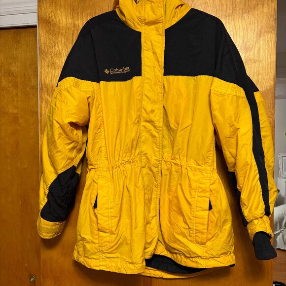 Vintage 90s Columbia Sportswear Women's 2 in 1 Jacket size Large yellow and Blue - Picture 2 of 5